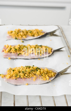 Sardine ripiene con salsa di arancio Foto Stock