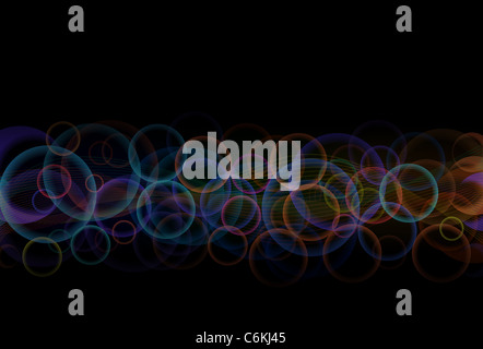 Abstract sfondo scuro - cerchi colorati e linee Foto Stock