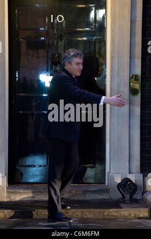 Il primo ministro Gordon Brown accoglie Boyko Borisov, primi ministri di Bulgaria al 10 di Downing Street. Londra, Inghilterra - Foto Stock