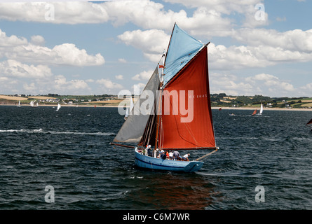 Marche - Avec : taglierina sardina (Concarneau), vela in Douarnenez bay (Brittany, Francia). Foto Stock