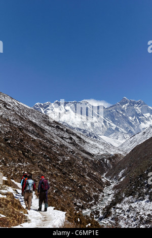 Trekking a piedi verso Everest, Everest Regione, Nepal Foto Stock