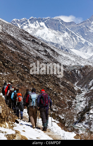 Trekking a piedi verso Everest, Everest Regione, Nepal Foto Stock