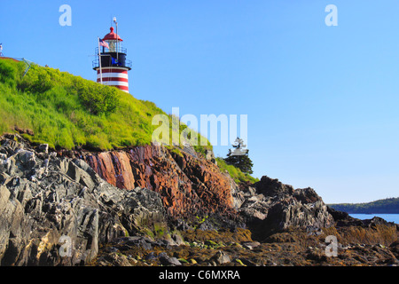 A ovest il Sentiero costiero, Quaddy luce di testa, West Quaddy capo del parco statale, Lubec, Maine, Stati Uniti d'America Foto Stock