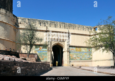 Ingresso gate Forte Mehrangarh Jodhpur Rajasthan in India Foto Stock