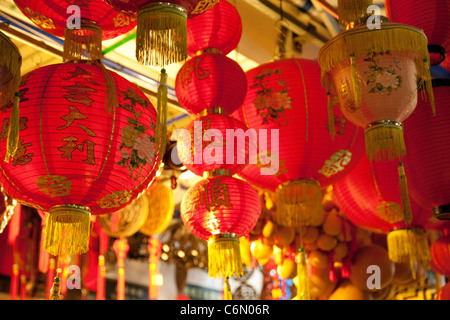 Rosso lanterne cinesi a Chinatown, Singapore Asia Foto Stock