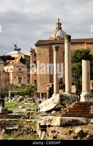 Rovine del foro romano, Roma, Italia Foto Stock