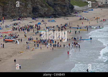 Annuale surf kayak racing Portreath Cornwall Regno Unito Foto Stock