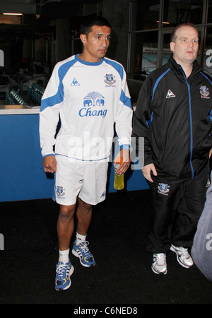 Tim Cahill Everton FC conferenza stampa presso la ANZ Stadium. Il team sono in città per giocare a Sydney FC il sabato (10luglio10) come Foto Stock