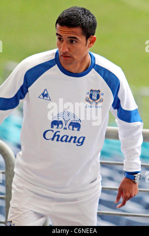 Tim Cahill Everton FC conferenza stampa presso la ANZ Stadium. Il team sono in città per giocare a Sydney FC il sabato (10luglio10) come Foto Stock