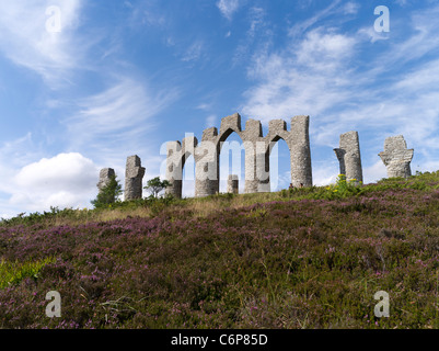 dh Sir Hector Munro Monument FYRISH HILL ROSS CROMARTY Scottish highlands follia scozia altopiano erica Foto Stock