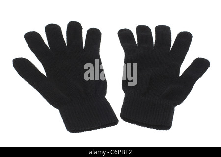 Paio di guanti neri Foto Stock