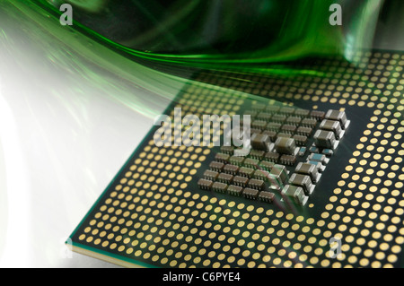 CPU computer processore centrale scheda di circuito elettronico e tecnologico sfondo concettuale Foto Stock