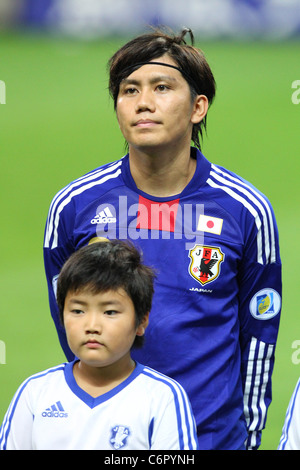 Yosuke Kashiwagi il colpo alla testa prima della Coppa del Mondo FIFA Brasile 2014 Qualificatore asiatici match : Giappone 1-0 la Corea del Nord. Foto Stock