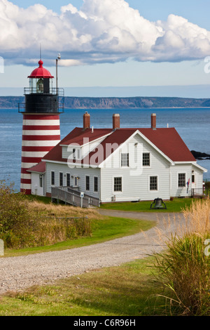 West Quoddy Head Lighthouse a Lubec, Maine. Foto Stock