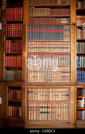 Gli scaffali nella libreria doppia Highclere Castle, Newbury, Berkshire, Inghilterra, Regno Unito. Foto:Jeff Gilbert Foto Stock