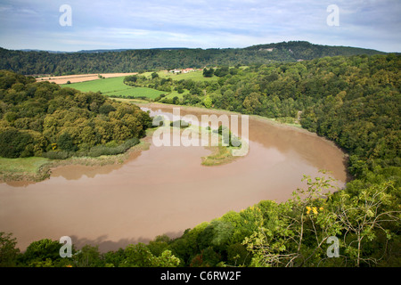 Fiume Wye dal salto Wintours Woodcroft Gloucestershire in Inghilterra Foto Stock