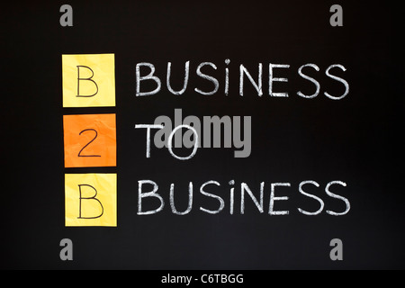 B2B - acronimo di BUSINESS TO BUSINESS. Concetto realizzato con sticky notes e bianco gesso su una lavagna. Foto Stock