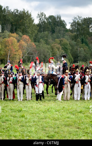 Regione di Mosca, Russia - 05 settembre: rievocazione storica della battaglia di Borodinò tra russo e francese eserciti nel 1812. i soldati di Foto Stock