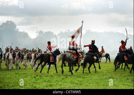 Regione di Mosca, Russia - 05 settembre: rievocazione storica della battaglia di Borodinò tra russo e francese eserciti nel 1812. i soldati di Foto Stock