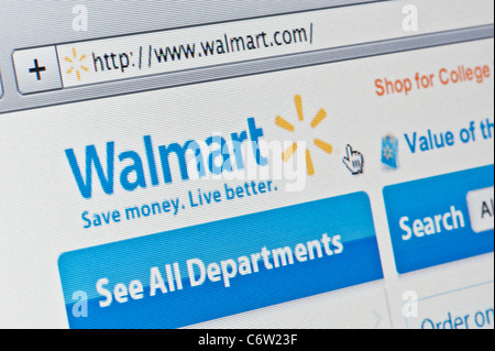 Close up Walmart logo come visto sul suo sito web. (Solo uso editoriale: -print, TV, e-book e Redazione sito web). Foto Stock
