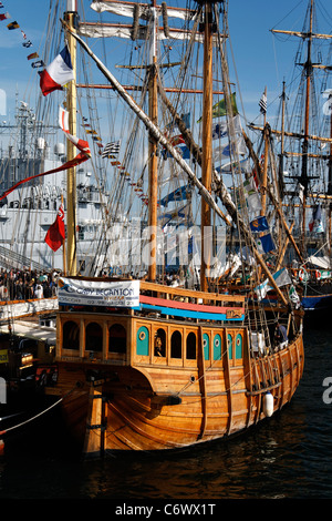 Matteo : caravel, replica (Bristol, UK), Brest marittima festival (Finistère Bretagna, Francia). Foto Stock