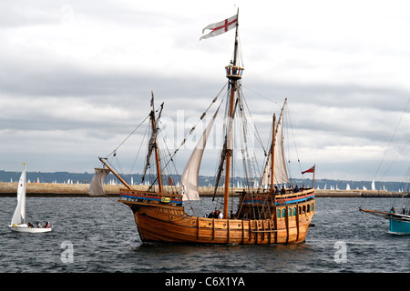 Matteo : caravel, replica (Bristol, UK), Brest marittima festival (Finistère Bretagna, Francia). Foto Stock