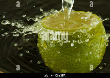 Calce con gocce d'acqua con spruzzi Foto Stock