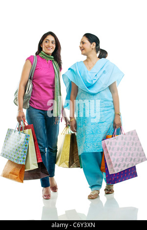 Madre e figlia shopping Foto Stock