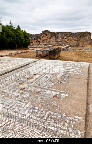 I mosaici romani nella città romana di Conimbriga, le meglio conservate rovine romane in Portogallo. Foto Stock