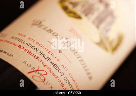 Chateau Lanessan Haut Medoc etichetta vino closeup Foto Stock