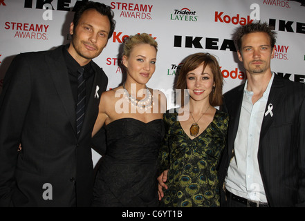 Marchio del diagramma di Gantt, Brianne Davis, Autunno Reeser, Jesse Warren seconda annua Streamy Awards tenutasi arrivi al Orpheum Theatre di Los Foto Stock