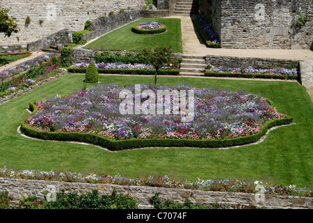 Giardino Pubblico di Vannes (Parco di Hermine castello), giardino alla francese (Morbihan, Francia). Foto Stock