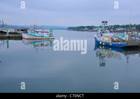 Stondata per la pesca barche ormeggiate a Digby, Nova Scotia, Canada. Foto Stock