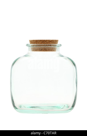 Bottiglia di vetro isolato su sfondo bianco Foto Stock