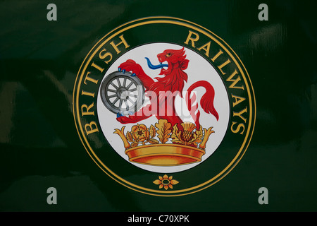 Vecchio British Railways Logo sul lato del treno Foto Stock