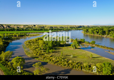 Punto di decisione si affacciano alla confluenza del Missouri e Marias fiumi, Montana. Foto Stock