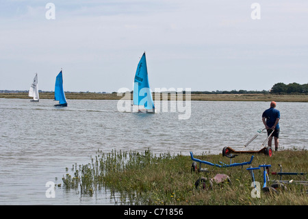 Giro dell'isola boat race, West Mersea, Mersea, Essex. Foto Stock