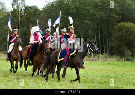 Regione di Mosca, Russia - 05 settembre: rievocazione storica della battaglia di Borodinò tra russo e francese eserciti nel 1812. i soldati di Foto Stock