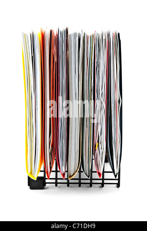 File delle cartelle con i documenti in organizer verticale Foto Stock