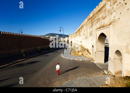 Mura medievali della città vecchia, Fes el Bali, Fes, Marocco, Africa del Nord Foto Stock