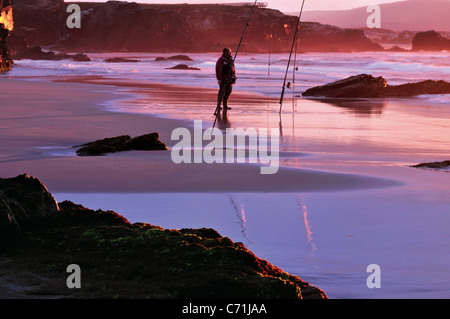 Spagna Galizia: Twilight presso la spiaggia Praia come Catedrais Foto Stock