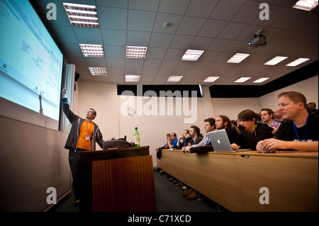 Mobile App gli sviluppatori al iOSDev UK app developer conference a Aberystwyth University, 7 settembre 2011. Regno Unito Foto Stock