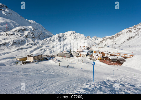 Tracciato di sci, ST. CHRISTOPH AM ARLBERG, VICINO A ST. ANTON, Tirolo, Austria Foto Stock