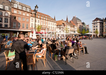 CAFE, KLEBER PLACE, Strasburgo, Alsazia, Francia Foto Stock
