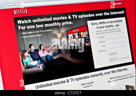 Chiusura del logo di Netflix come visto sul suo sito web. (Solo uso editoriale: -print, TV, e-book e Redazione sito web). Foto Stock