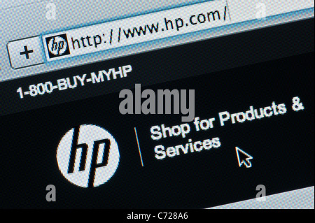Close up della Hewlett Packard logo come visto sul suo sito web. (Solo uso editoriale: -print, TV, e-book e Redazione sito web). Foto Stock