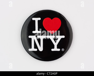 Muenster, Germania - 10 Settembre 2011: l'immagine mostra il famoso 'i love ny' logo dalla città di new york, stampato su un badge. Foto Stock