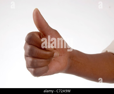 African la mano dando il pollice il segno, Foto Stock