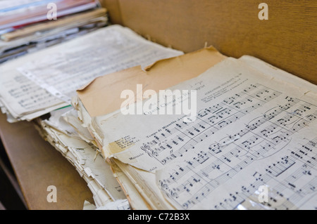 Scheda organo musica in una chiesa Foto Stock