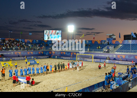 Vista generale della FIFA Beach Soccer World Cup Ravenna-Italy 2011 Gruppo B match tra El Salvador 4-3 Argentina. Foto Stock